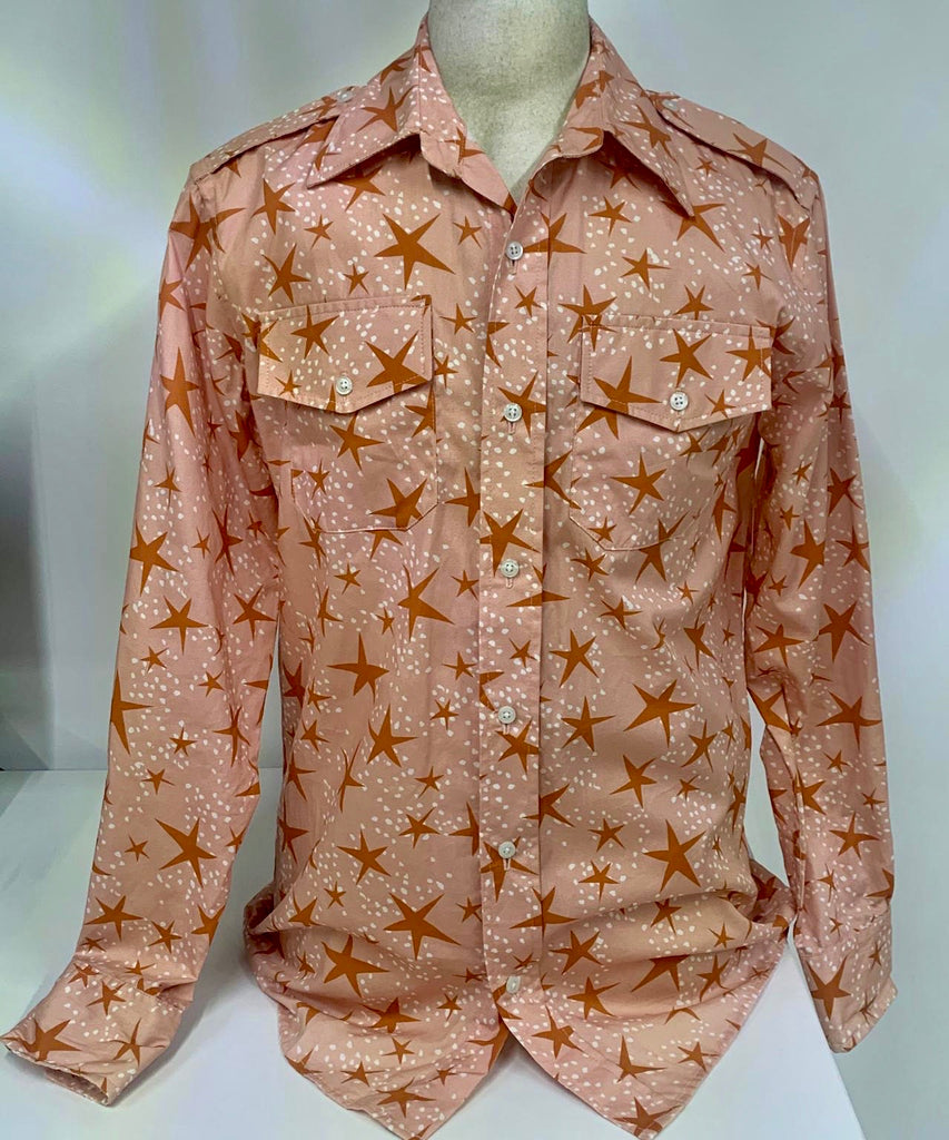 Men's Salmon Stars Button-Down Shirt
