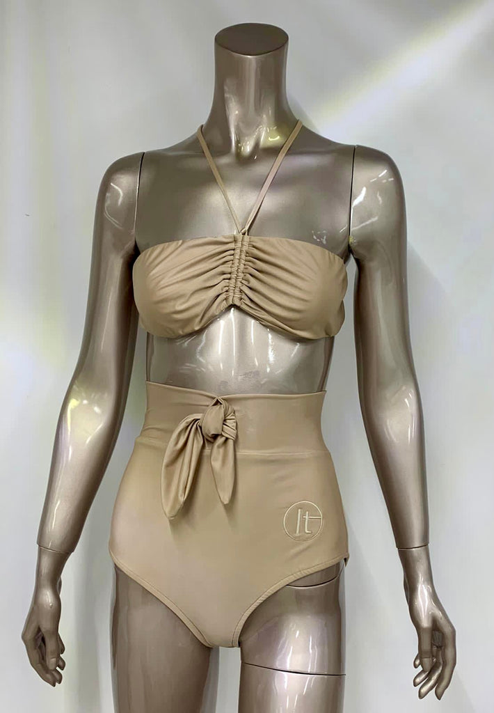 Nude Two Piece High-Waisted Swimsuit