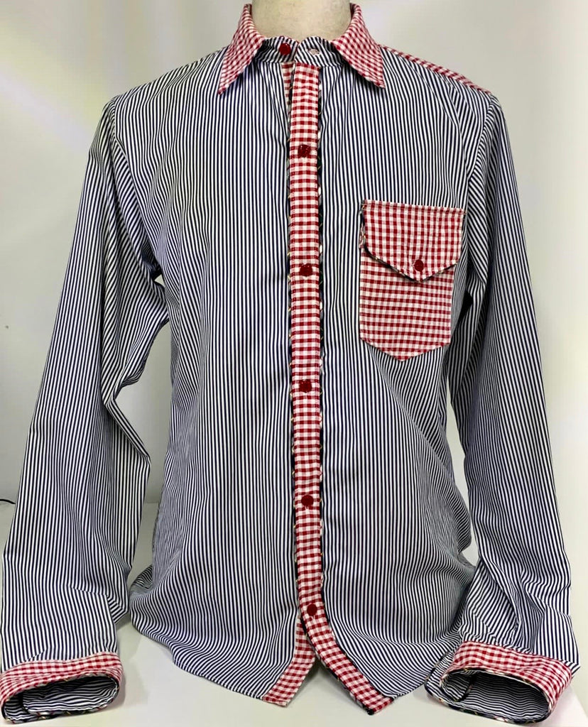 Men's Stripes/Gingham Button-Down Shirt